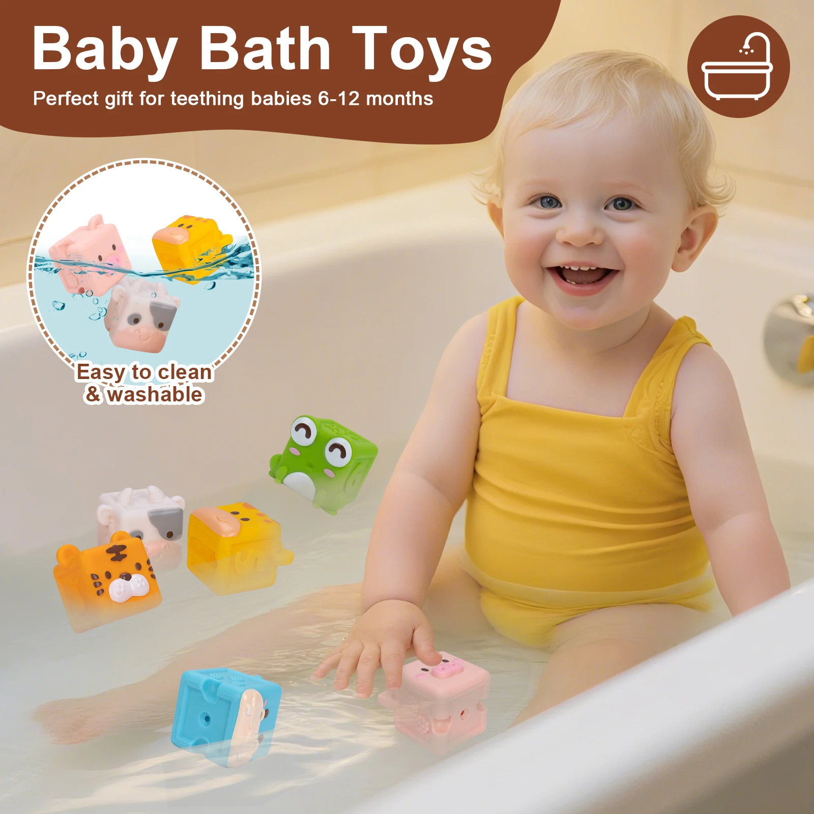 Baby Weiche Silikon Bausteine Spielzeug 3D Cube Tier Stapeln Spielzeug Kleinkind Frühe Pädagogische Sensorischen Montessori Spielzeug Bad Spielzeug