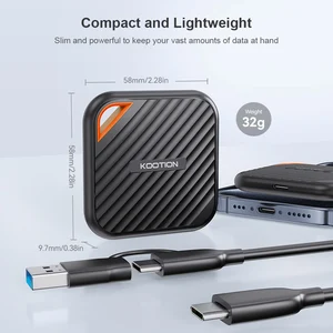 KOOTION X6Max SSD Portabel 1 TB 512 Gb USB-C PSSD USB 3.2 SSD Eksternal Gen 2x2 Drive Solid State Portabel untuk iPhone15 16 PC Mac 10 penjualan terbaik ssd eksternal 512gb - №
