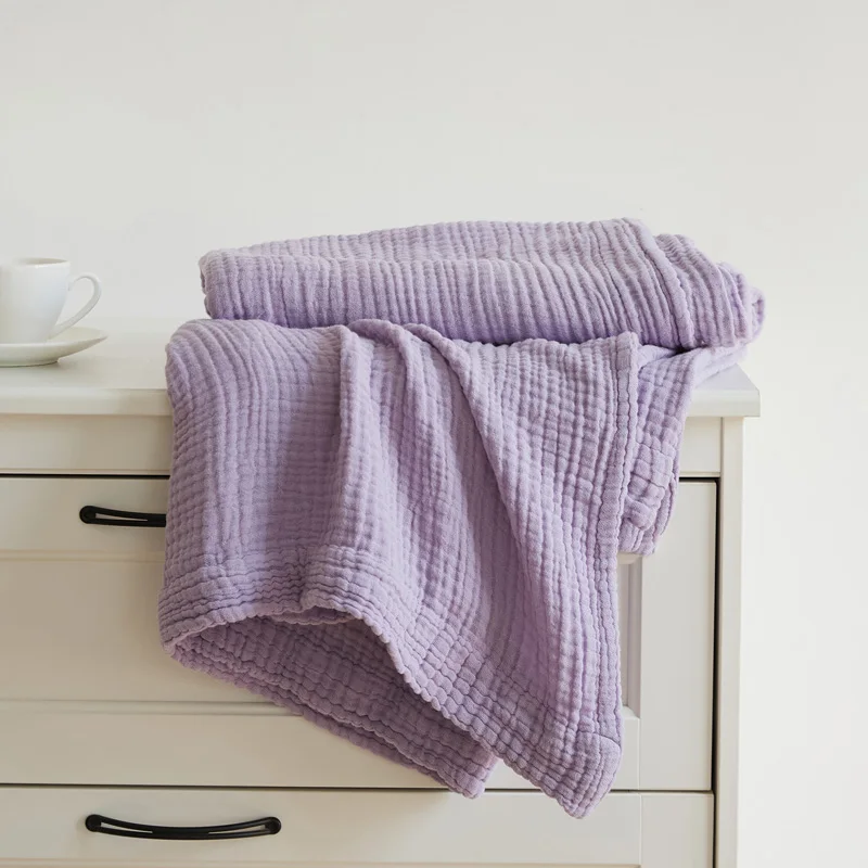 Cotton Blanket 4 Layers Gauze Solid Color Throw Blanket Summer Air Conditioning Towelling Coverlet Quilt Decorate Bed Blankets