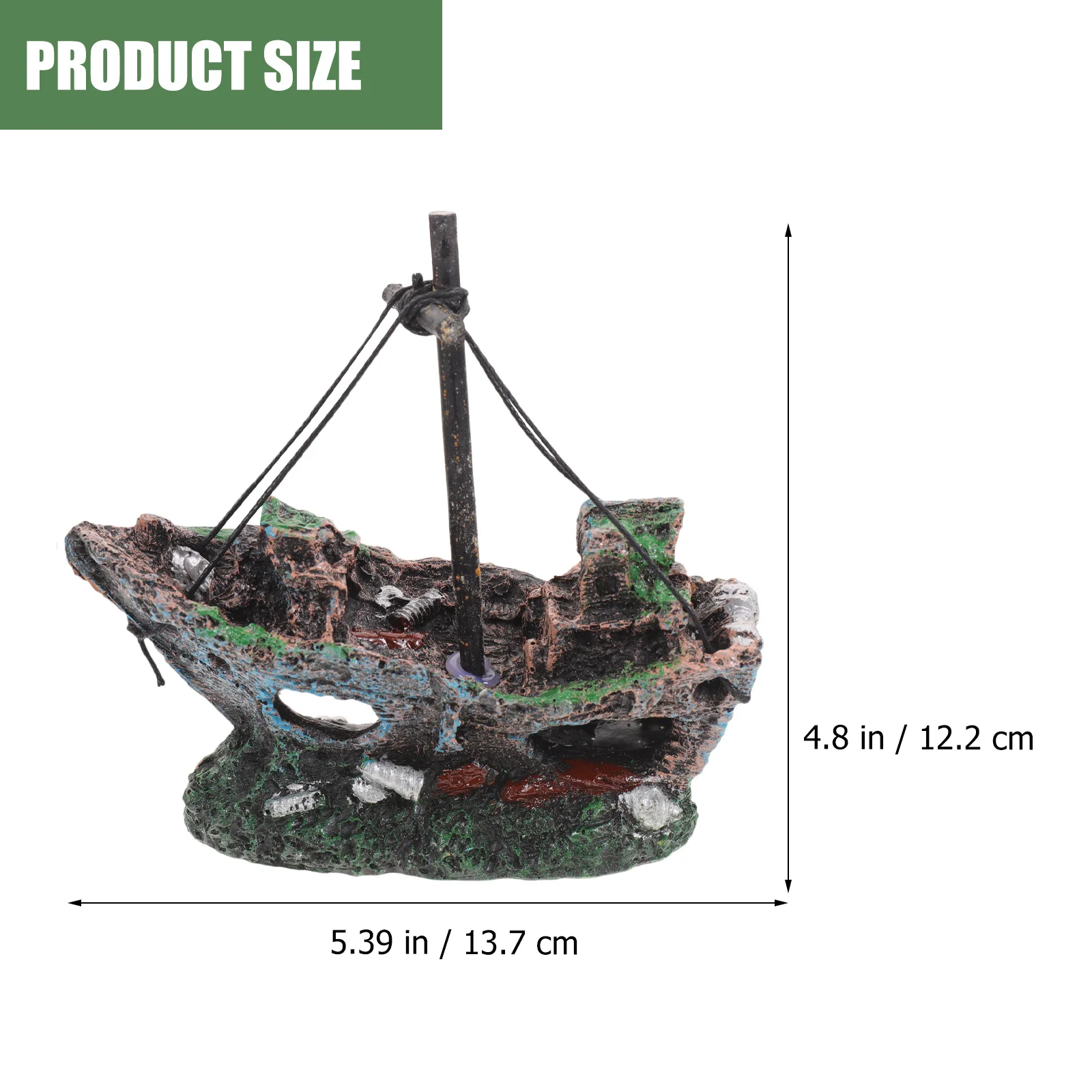 

Aquarium Resin Shipwreck Decoration Sunken Ship Fish Tank Landscaping Ornament Underwater Hideout Fish Tank Decorations