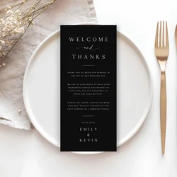 Personalized Thank You Seating Cards, Wedding Table Setting Thank You Cards, Black Black Thank You Card with Name Greeting Cards