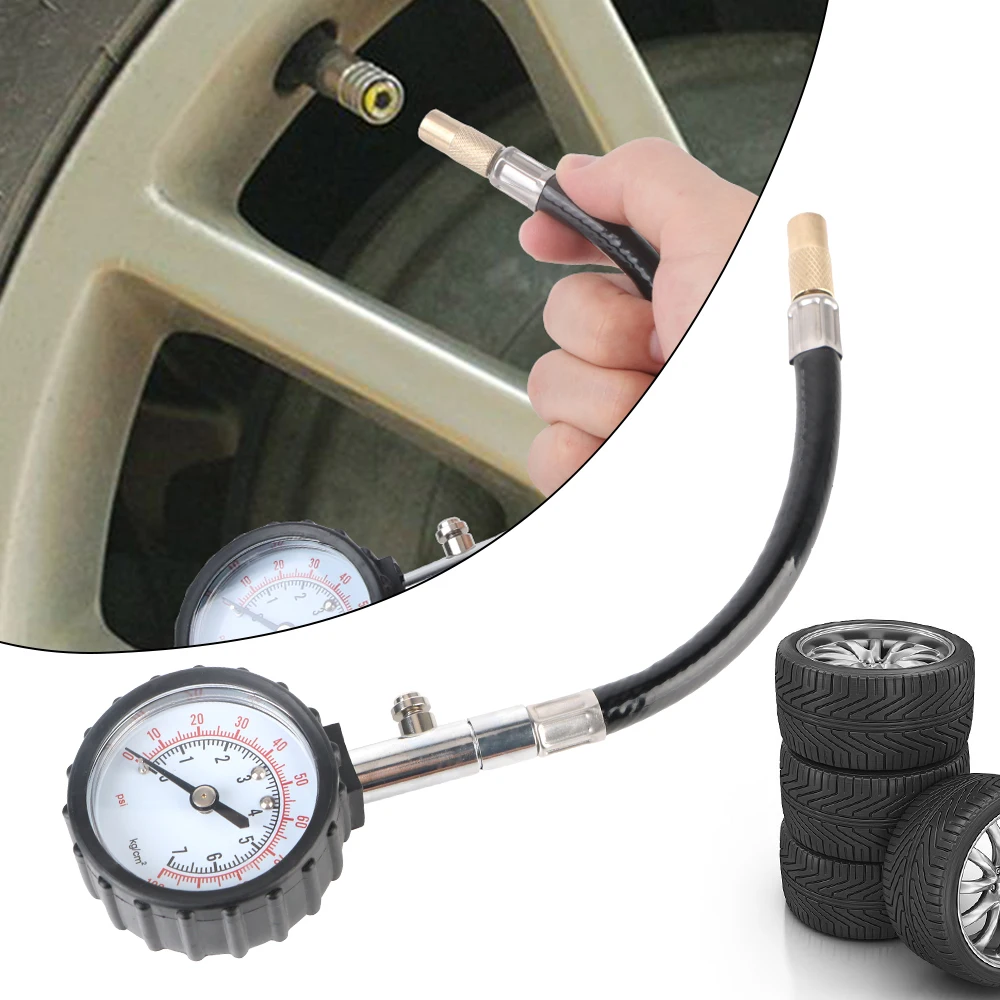 Monitor for Auto Motorcycle Monitoring System Tyre Air Tester High Precision Car Tire Pressure Gauge Long Tube Meter 0-100PSI