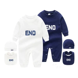 New 2024 Fashion Brand Kids Letter Style Newborn Clothes Cotton Long Sleeved Toddler Baby Boy Girl Romper Clothing