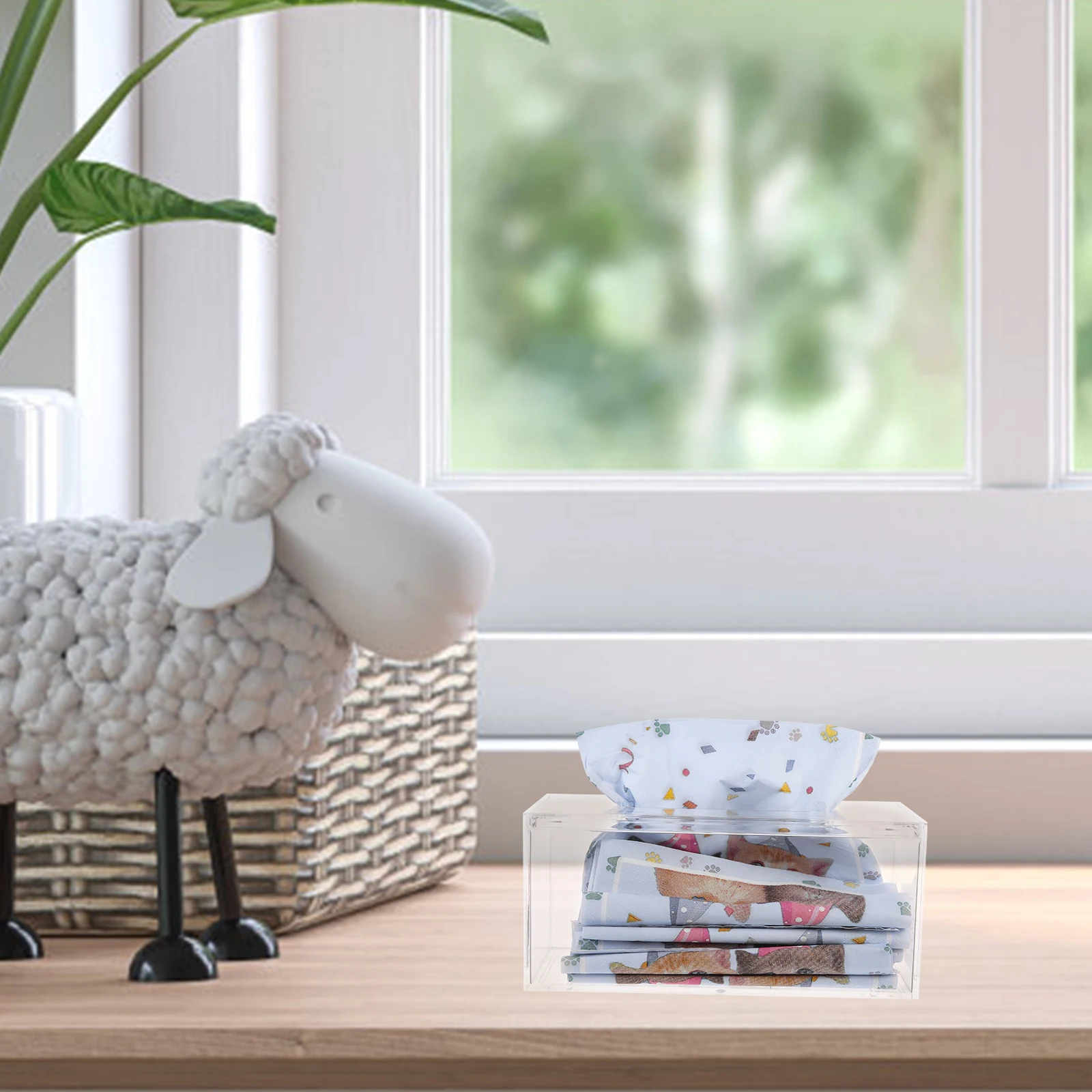 

Container Flip-on Paper Tray Travel Napkin Holder Acrylic Kitchen Tissue Storage Boxes