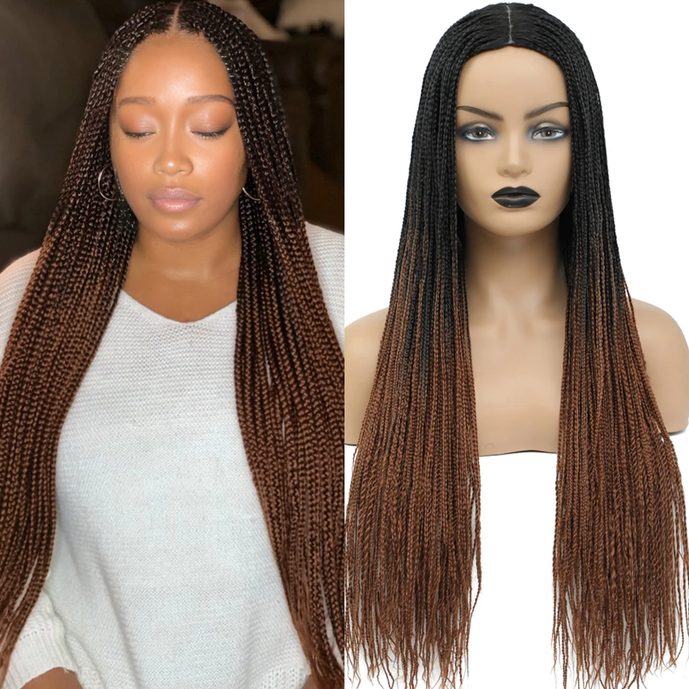 Synthetic Wigs Box Braided Wigs for Black Women 26" Pelucas de mujer Largas Braids Wigs Fake Scalp Knotless Micro Braided Wig