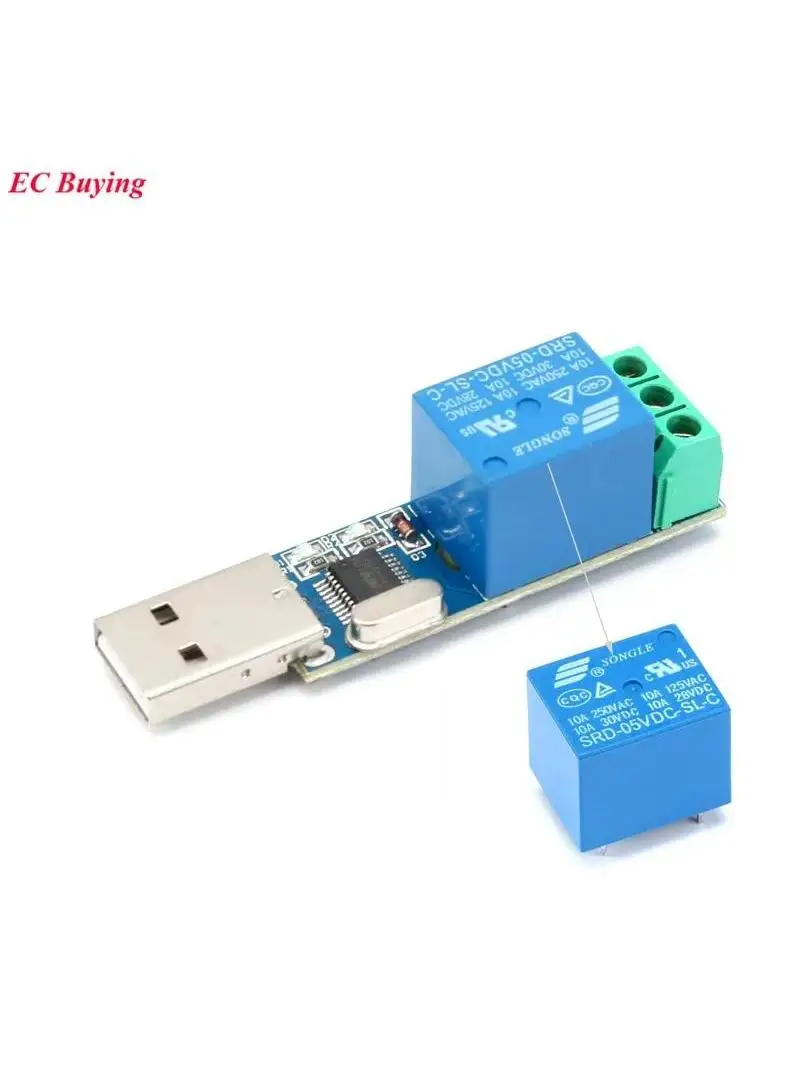 10 szt. - 1 szt. Moduł przekaźnikowy USB typu LCUS-1, elektroniczny konwerter PCB, inteligentny przełącznik sterujący USB SRD-05VDC-SL-C 5V 10A Rele — zdjęcie produktu 7