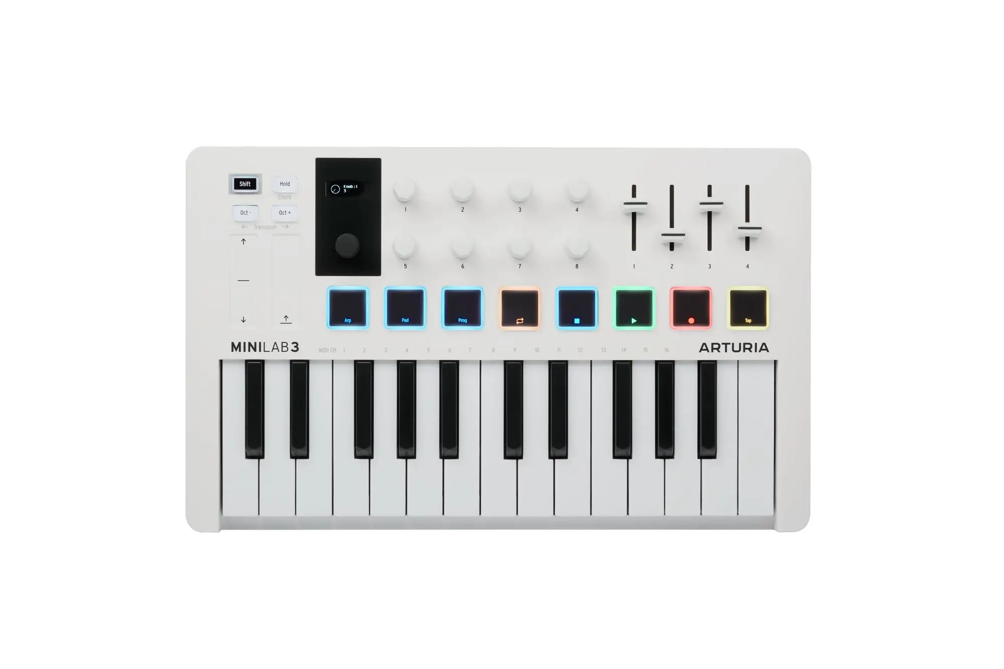 Arturia MiniLab 3 small controller USB-powered design 25 note velocity-sensitive slim keyboard