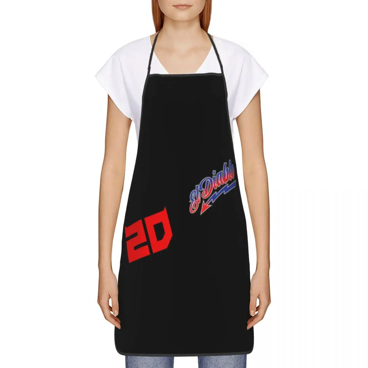 Unisex Fabio Quartararo El Diablo Number 20 Bib Apron Chef Tablier Cuisine for Kitchen Cooking Motorcycle Rider Sports Baking