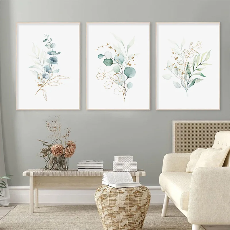 

Watercolor plant decorative paintings, modern simple canvas paintings, frameless wall paintings