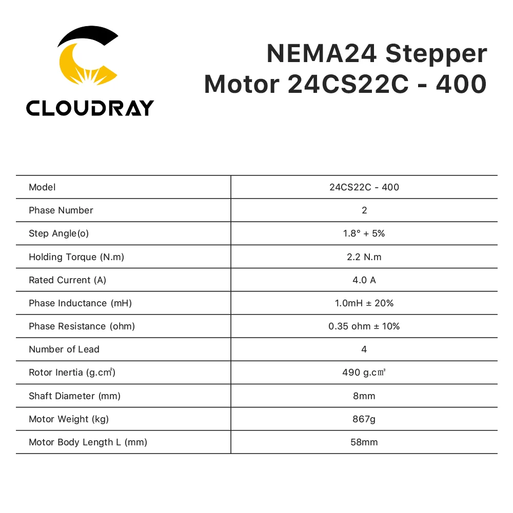 Nema 24 Stepper Motor Kit 2 Phase 2.2N.m 4A Stepper Motor 18-50VAC Driver for CNC Kit Engraving Milling Machine