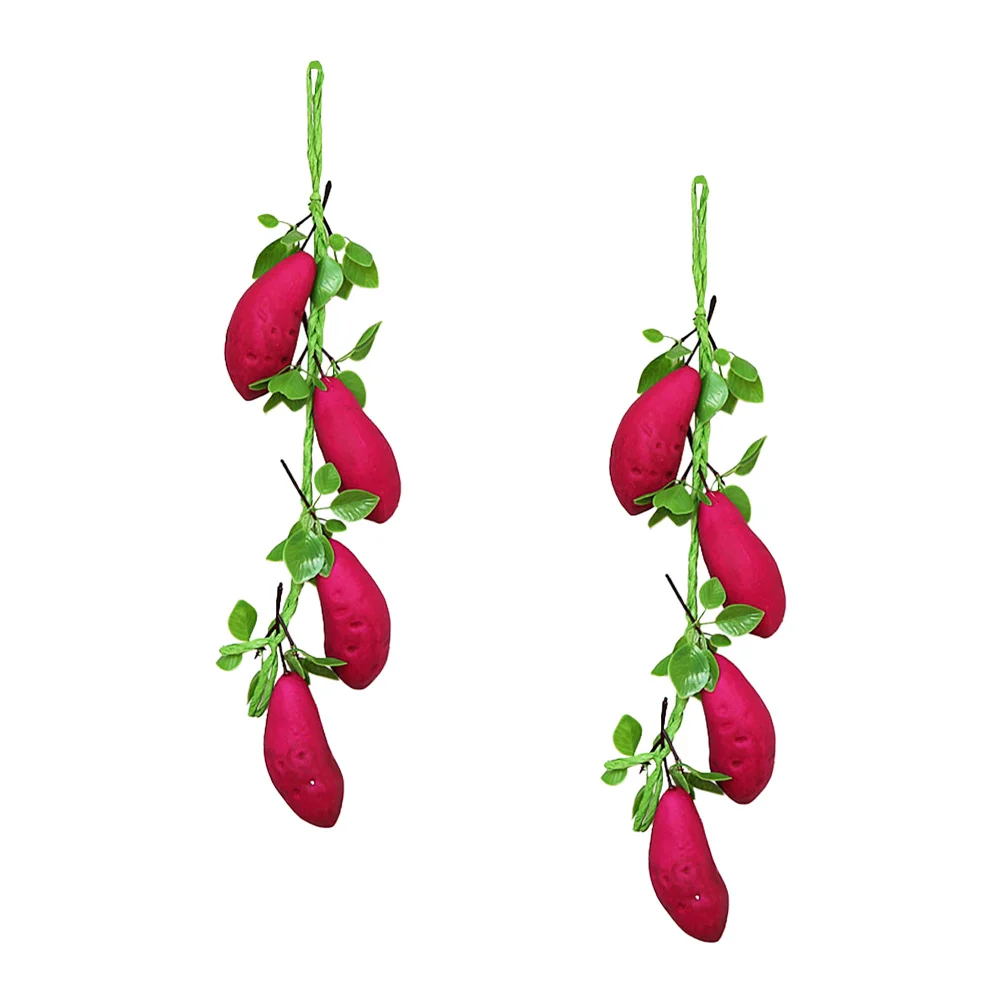 

2pcs Artificial Sweet Potato Strings Simulated Vegetable Hanging Decor For Home Wall Farmhouse Kitchen Decoration Photography