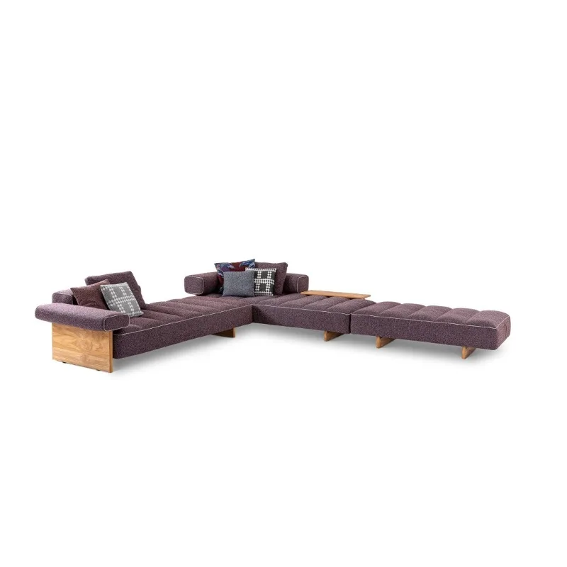 Italian minimalist designer log wind villa living room simple modern light luxury retro casual fabric sofa