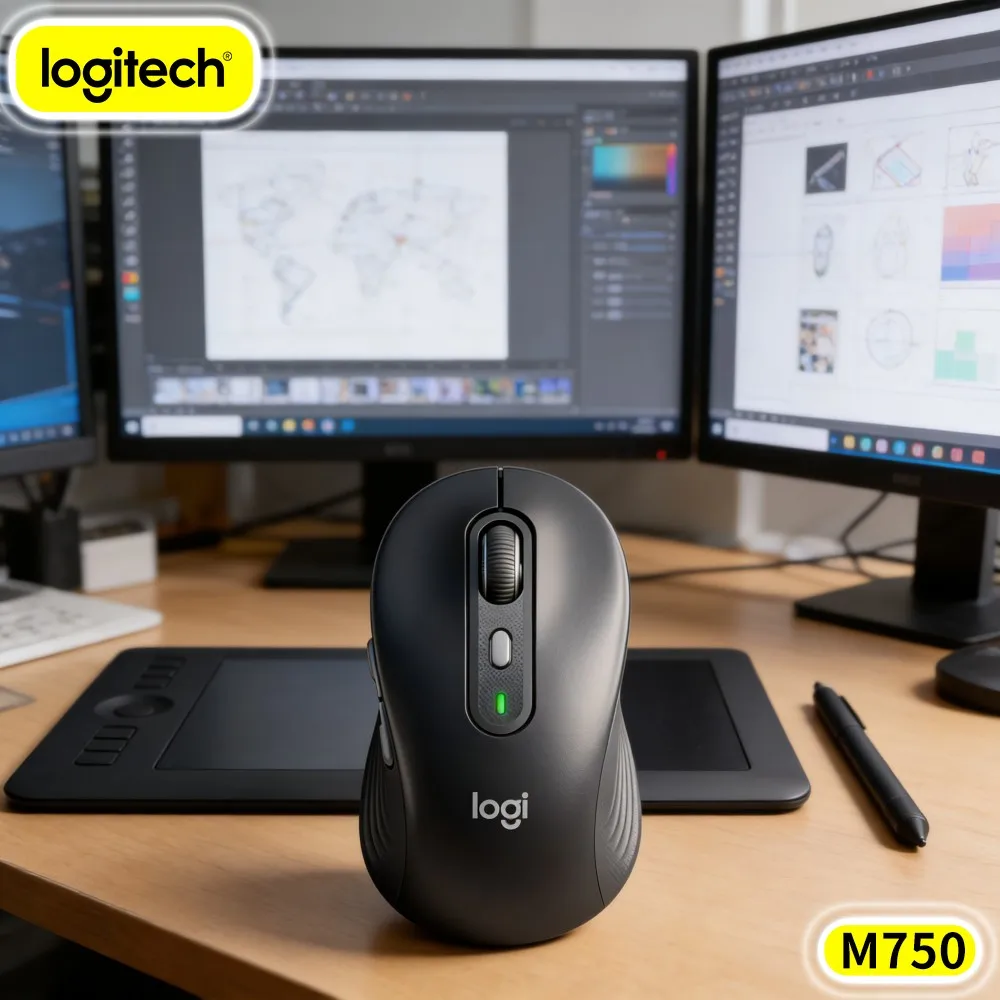Logitech M750 Bluetooth Mouse - Custom Shortcuts, 90% Noise Reduction, Rubber Grips, 20-Month Battery, Study Pick