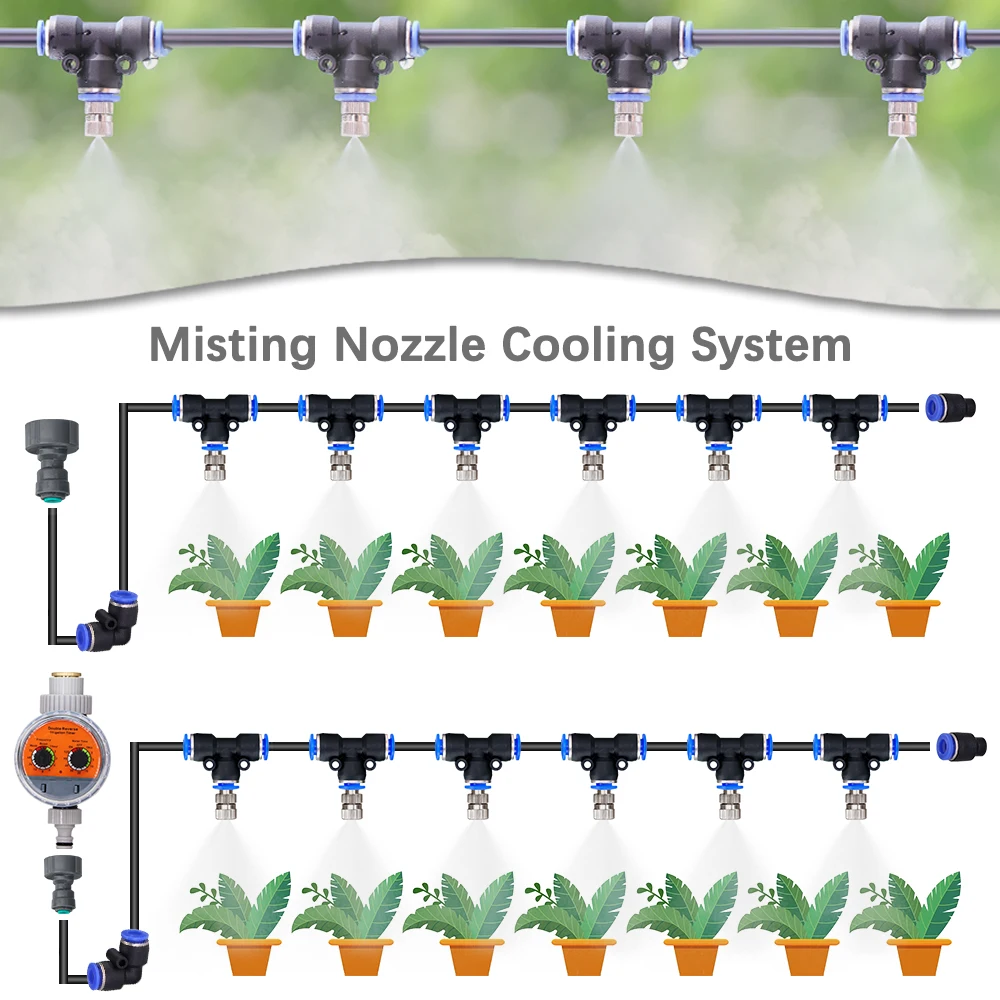 6-21m 0.4mm Low-pressure Misting Nozzles Cooling System Fine Atomization Sprayer DIY Garden Irrigation Automatic Watering Kits