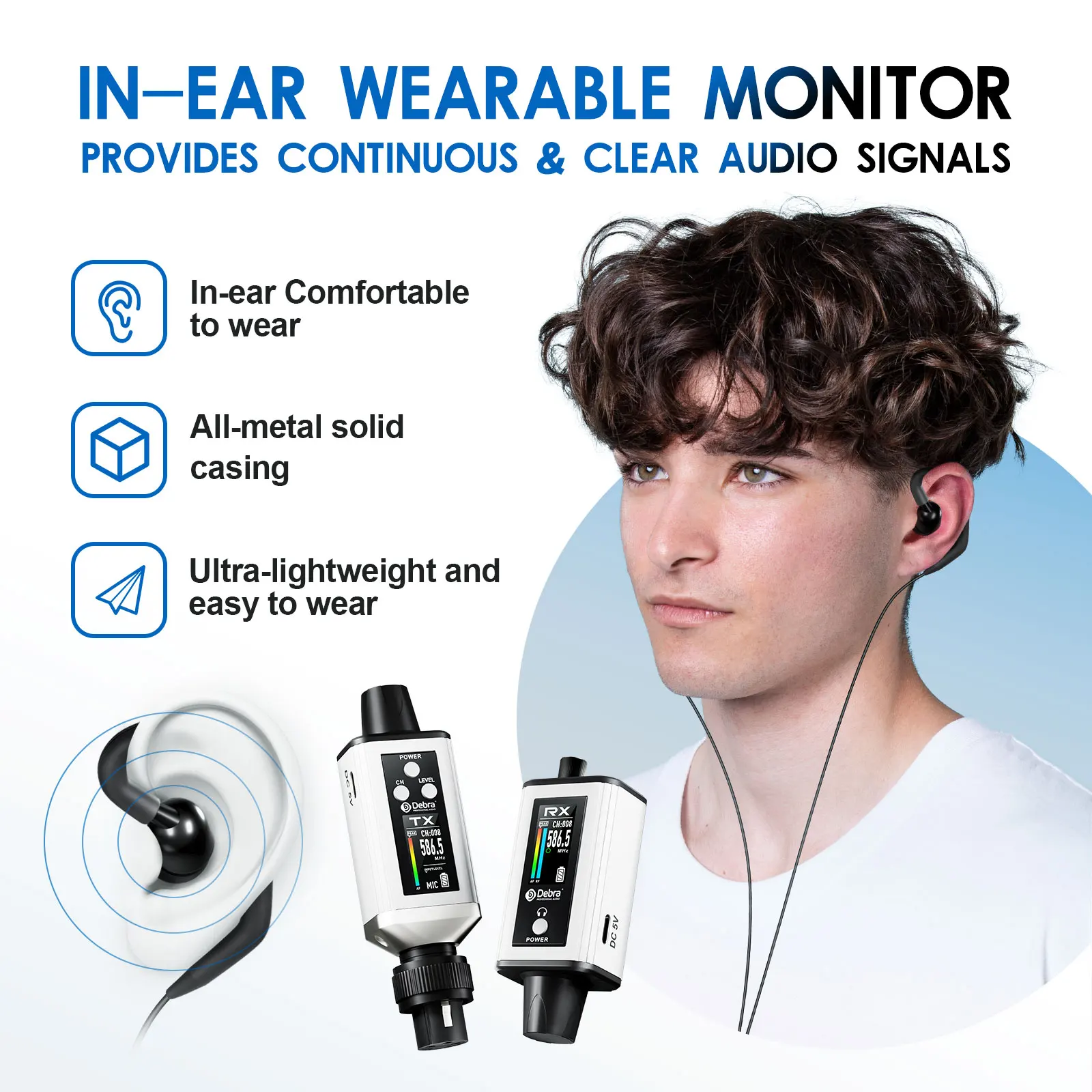 Debra Audio Stereo UHF IEM EMX-1 نظام مراقبة لاسلكي محمول قابل لإعادة الشحن 16 عرض تردد قابل للتعديل 2025 جديد