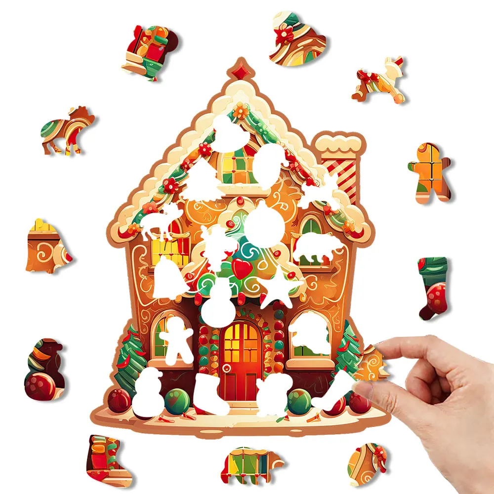 Puzzle di natale regalo unico per adulti antistress confezione regalo di natale Puzzle di legno invernale a forma di casa Puzzle taglia A4A5A3