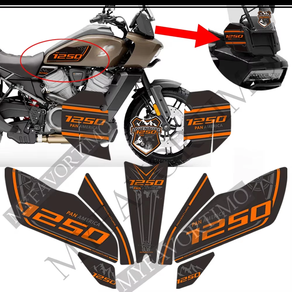 

For HARLEY Pan America 1250 Emblem Logo Gas Kit Protector Fairing Motorcycle Tank Pad Stickers Knee Decal Fender 2020 2021 2022