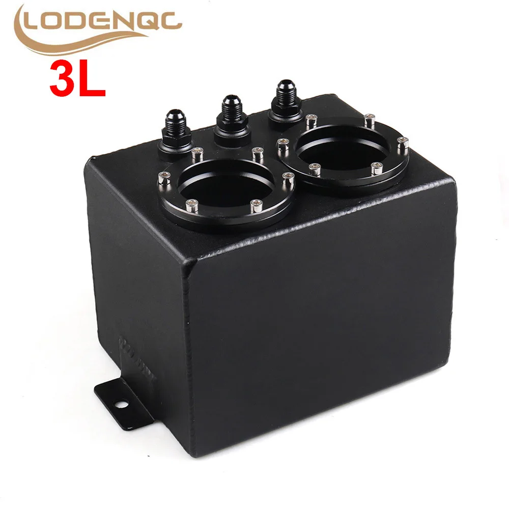 3L Universal Fuel Surge Tank Double Port Billet Aluminum Oil Catch Tank Swirl Pot AN6 Fitting 044 Fuel Pump High Flow LC101796