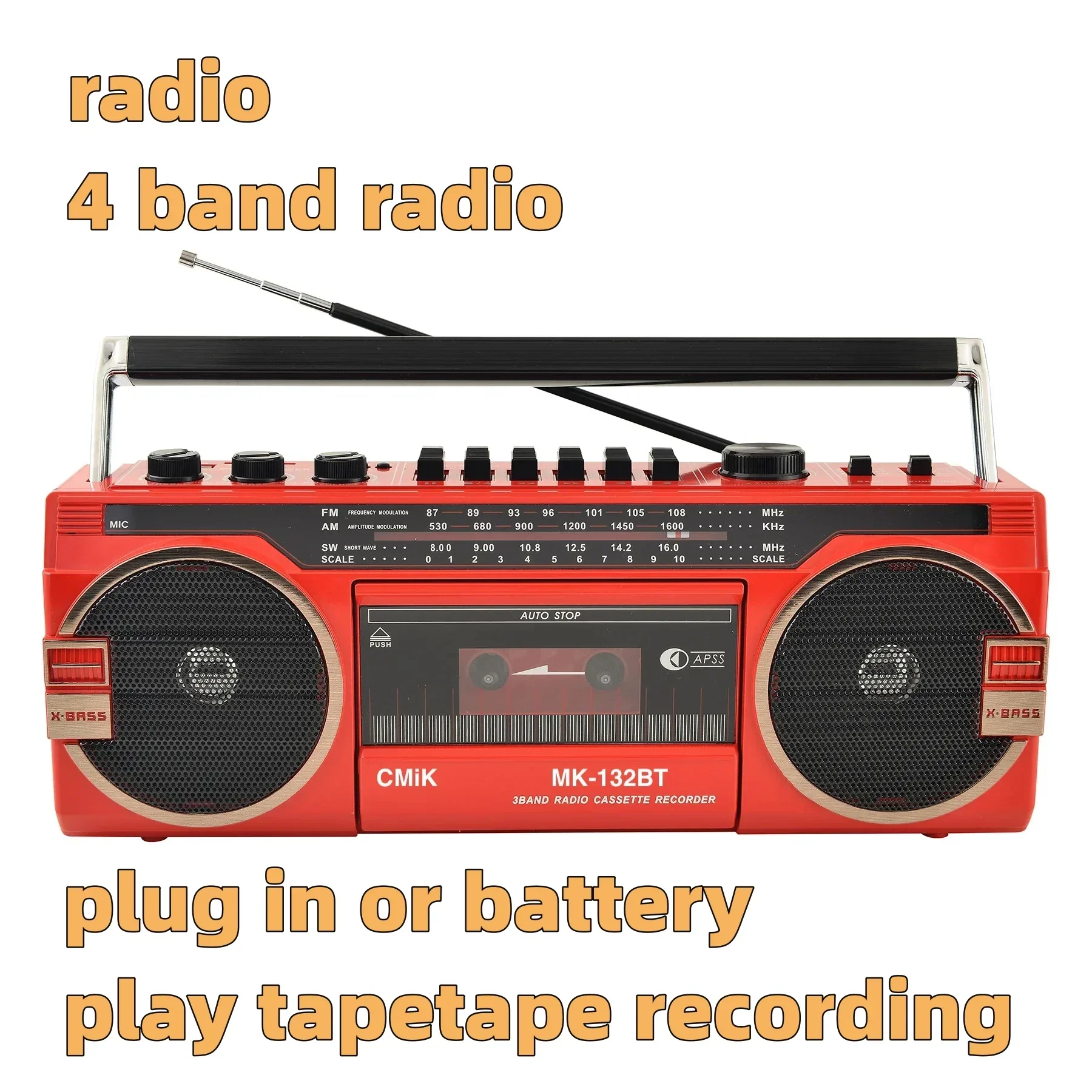 

Old style cassette radio portable multi band radio 5.0 Bluetooth player USB TF card playback cassette MP3 multifunctional player