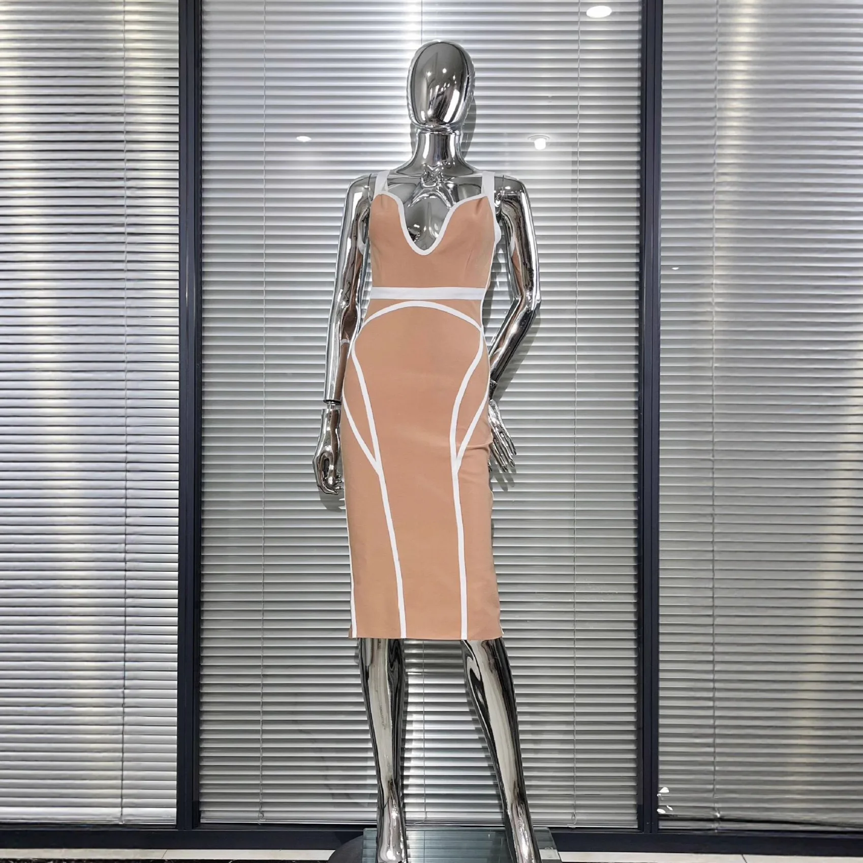 فستان سهرة أبيض بحافة مشمشية ا - مراجعة Women'S Formal Dinner Wear وسعره
