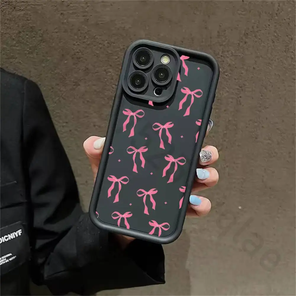 

Pink Bowknot Silicone Case For iPhone 13 11 15 17 12 14 16 Pro Max 17 Air Plus SE Shockproof Soft Protective Cover