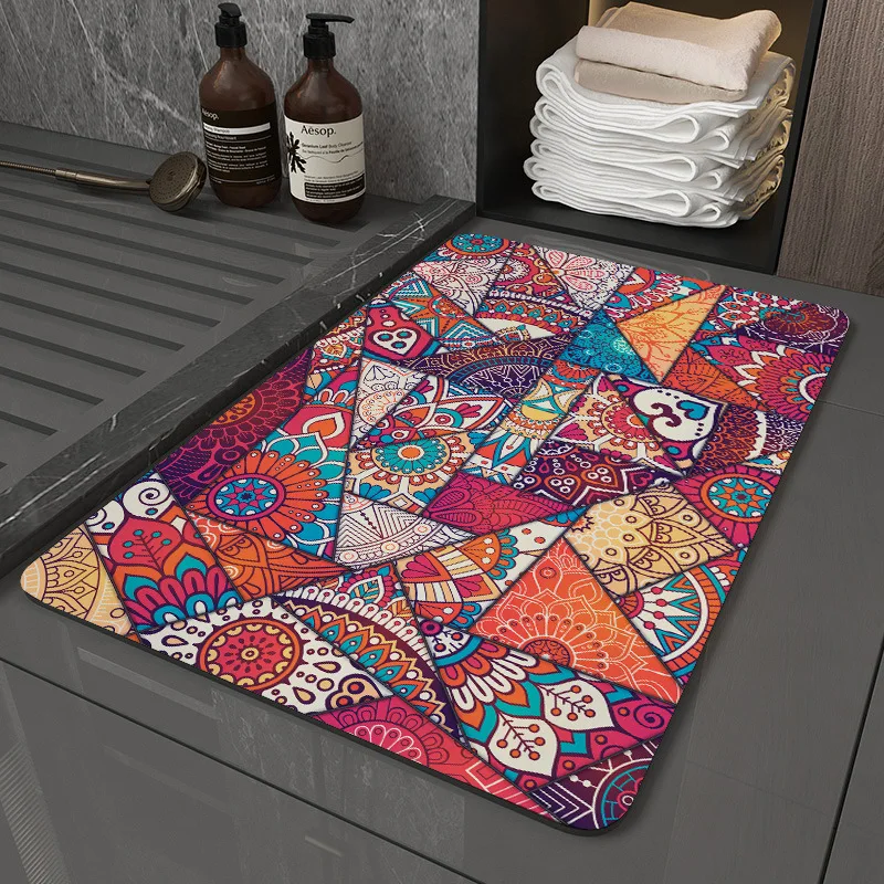 

Shower room absorbent doormats floral dustproof entrance floor mat hallway kitchen carpets easy wash bathroom non-slip area rugs