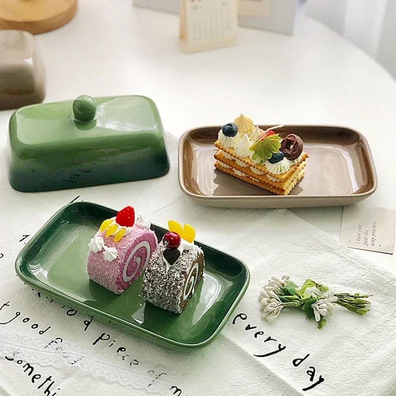 Candy-colored butter dish breadbasket with lid kitchen utensils porcelain oiler butter box for butter dish Food Keeper kitchen