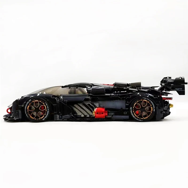 

High-Tech GULY 10611 MOC Sports Racing Car Building Blocks 1:8 Plating Black Hypercar Bricks Puzzle Toy Birthday Gifts For Kids