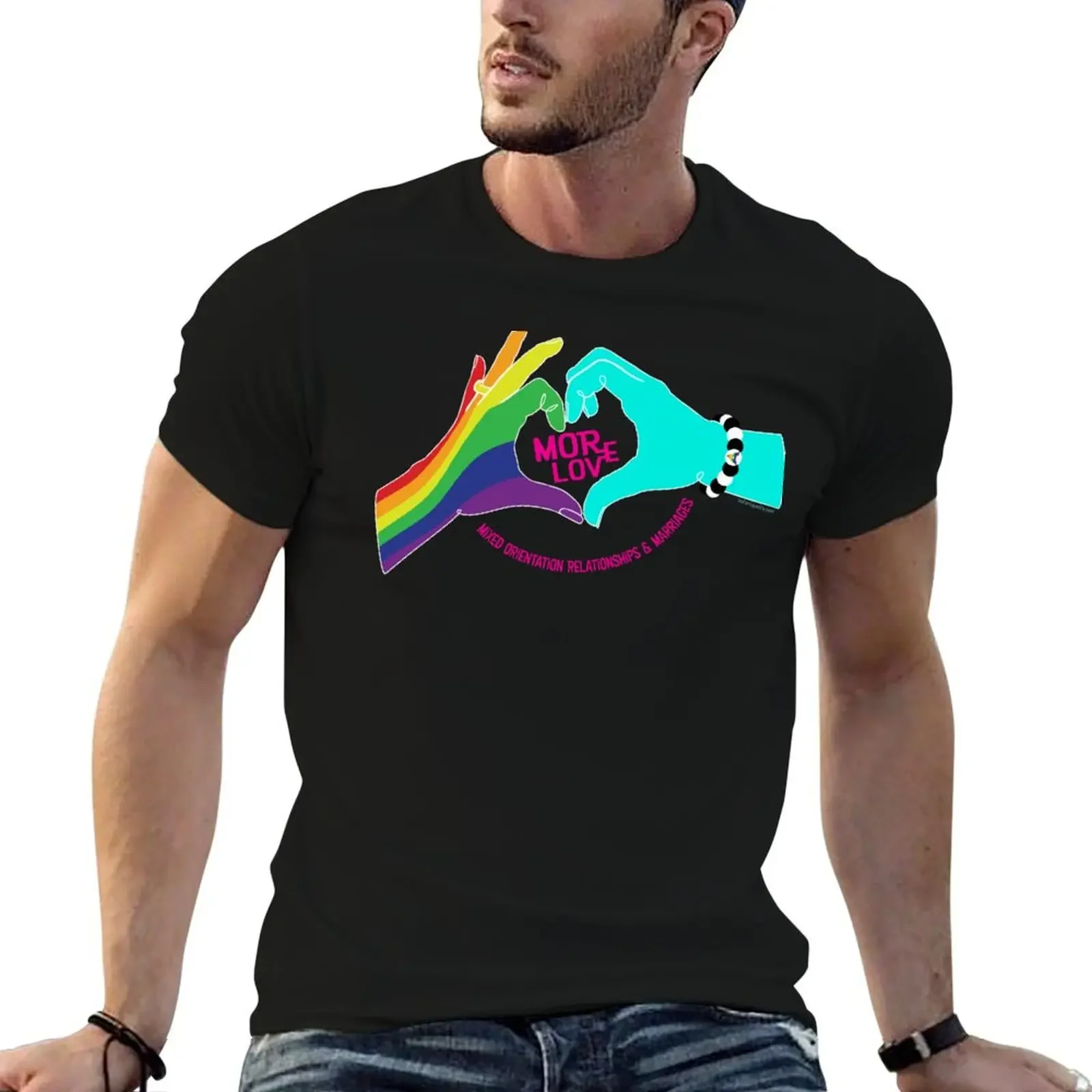 MOR LOVE Rainbow and Cyan St8 T-Shirt vintage clothes graphic tee shirt aesthetic clothes fitted t shirts for men