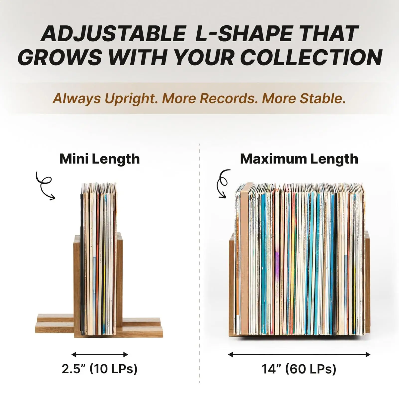 

Record Shelf Adjustable Expandable Organizer Holds 2060 Lps Record Display Shelf For Desktop Table Cabinet Living Room Bedroom