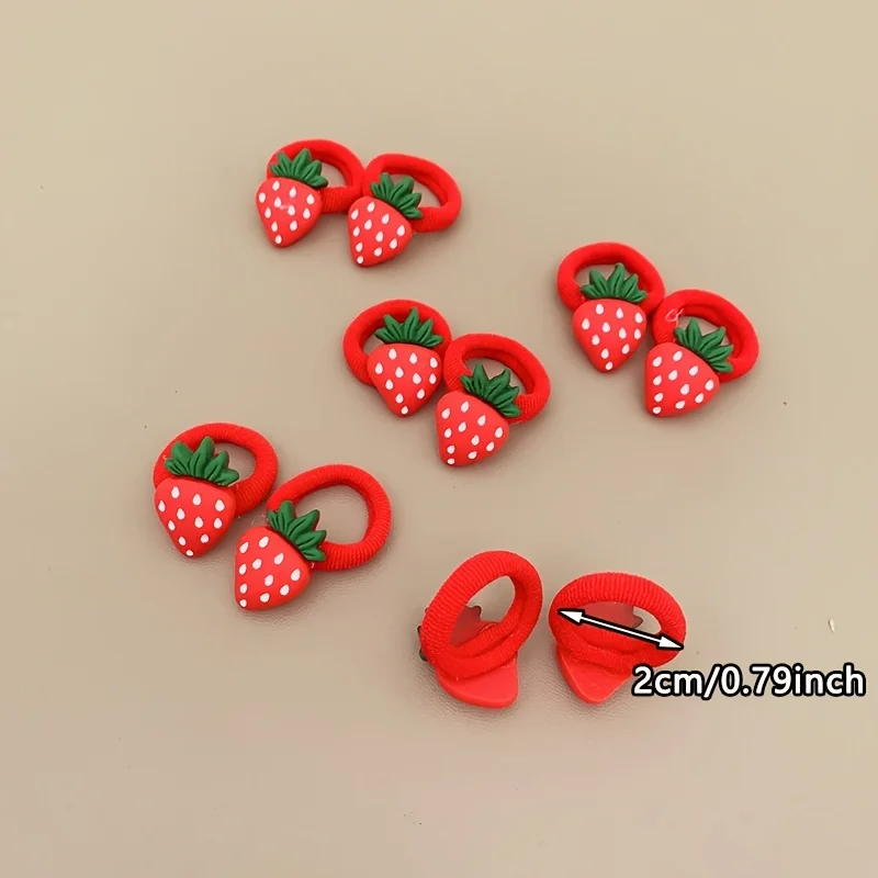 10/30 Sweet and Adorable Strawberry/cherry Fruit Hairbands, Red Holiday Towel Hair Ties, girl’s Hair Ties and Headbands - view 2