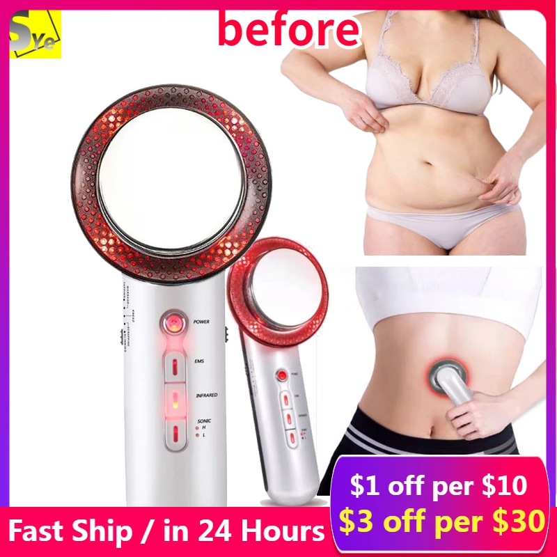 

Slimming Machine Face Reduction 3 in 1 EMS Infrared Ultrasonic body Massager Anti cellulite Fat Burner Weight Loss Infrared