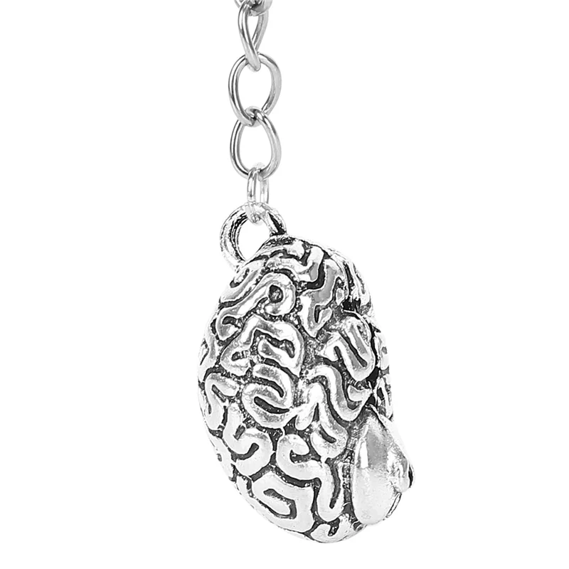 N93R 5X Brain Keychain Alloy Smart Brainiac IQ Key Ring Fob Chain Medicine Human