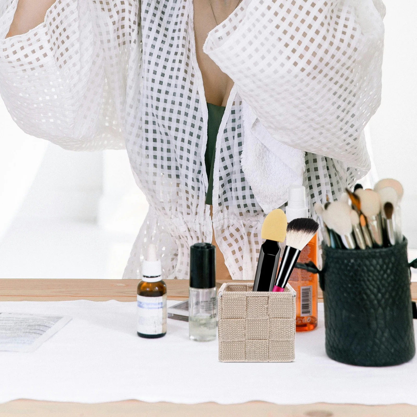 

1 Set Woven Storage Baskets For Organizing Small Bathroom Desk Spaces Multifunctional Minimalist Shallow Rectangular Basket Home