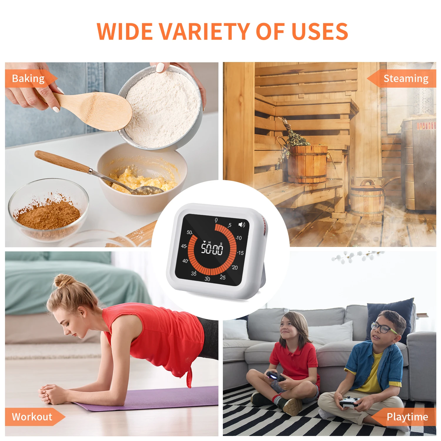 Neuer Dreh-Timer Silent Visual Analog Timer für Kinder und Erwachsene Alarm Stunden zähler für Küche Innen Lesesaal Zeit manager