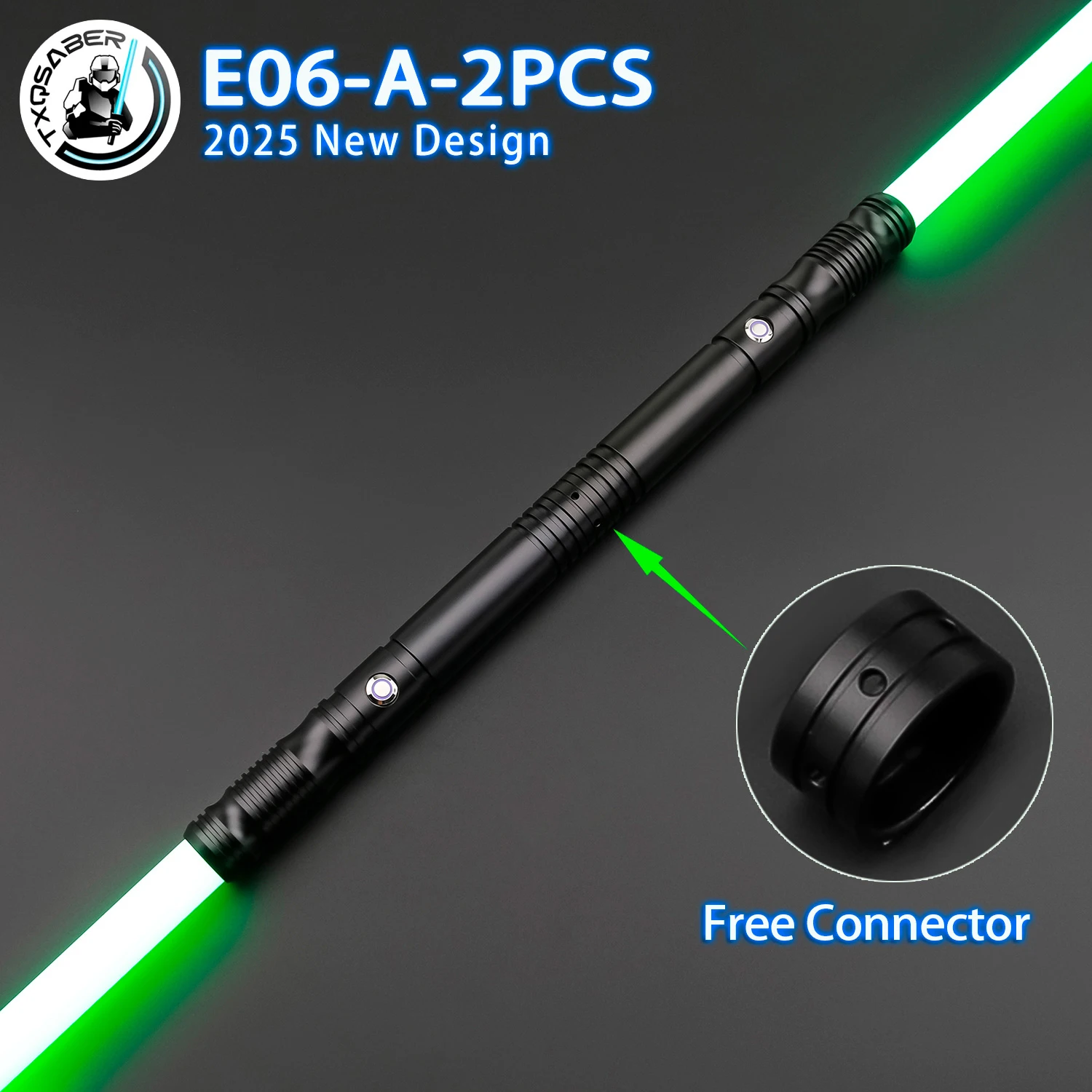 TXQSABER 2PCS E06A Laser Zwaarden Smooth Swing Twee Metalen Gevest Dubbele Bladen Zware Dueling Gratis Connector RGB Cosplay FOC Jedi