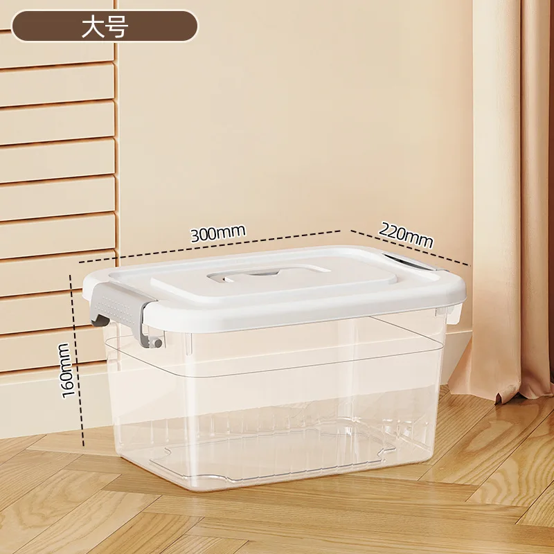 Storage Box with Lid, Semi-Transparent Stackable Organizer with Handle, Plastic Storage Bin for Books Toys Clothes