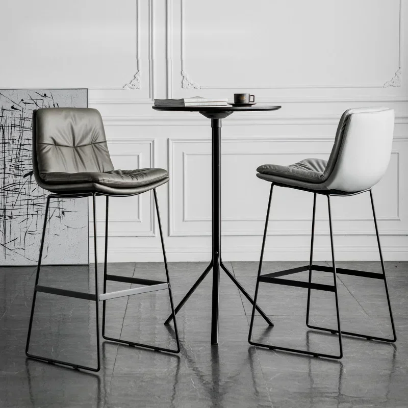 Bar Chair, Luxury Dining Chair, Soft Cushion, 65cm/75cm High Backrest Stools, Solid and Strong, Stainless Steel Soap Dish