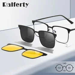 Ralferty Ultra-light Magnetic Sunglasses Men Clip On Glasses Square Night Vision Glasses Driving Eyeglasses Optic Frames Zero