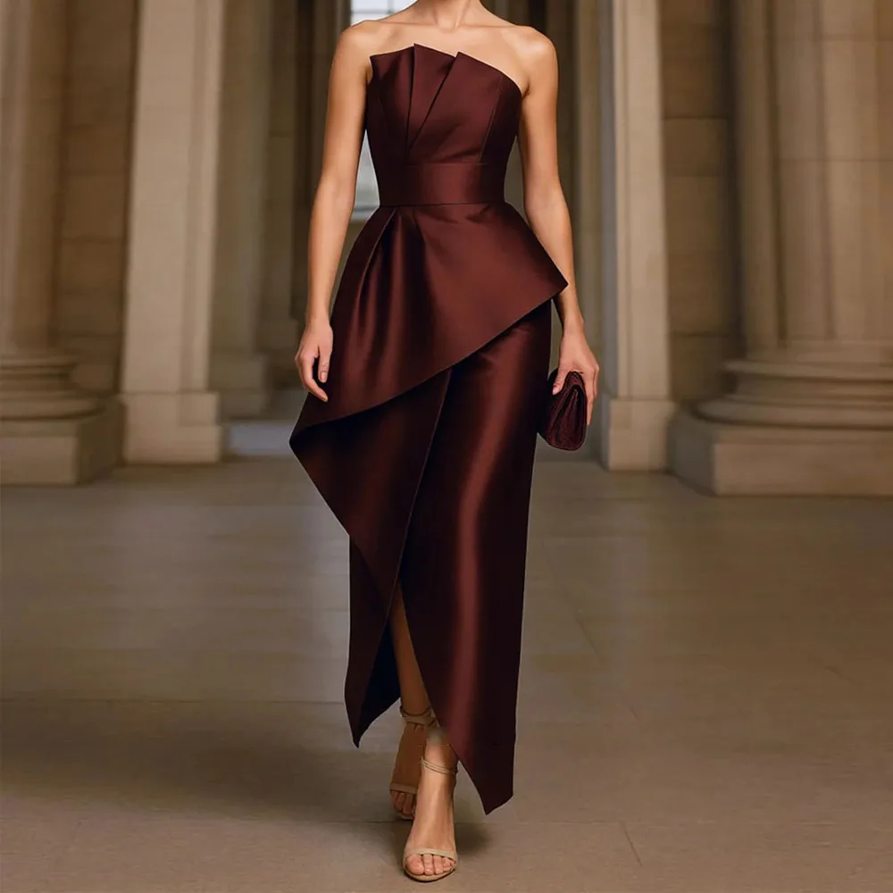 Fashion Mother of The Bride Dress Customzied Sleeveless Off The Shoulder Pleated Wrap Tiered Wedding Guest Gowns Evening Dresses