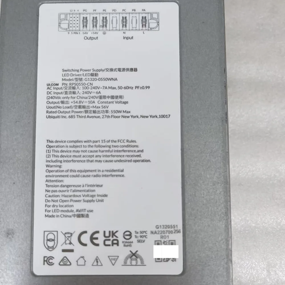 Untuk Ubiquiti Switching Power Supply 500W Switch Power Supply G1320-0550WNA
