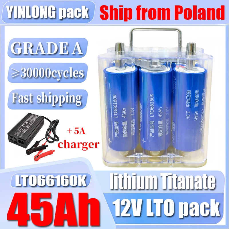Image of 12V 45Ah LTO Lithium-Titanat-Batteriepack mit integriertem 6S-Balance-Board, 400A Dauerentladung, 30.000 Tiefzyklen für Autostarter, Solarleuchten, tragbare Outdoor-Stromversorgung,