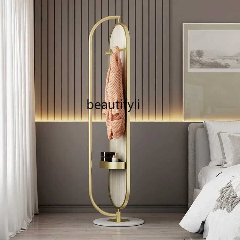 scn8617 zqLight Luxury Rotating Floor Mirror Bedroom and Household Full-Length Mirror with Hanger Clothes Storage