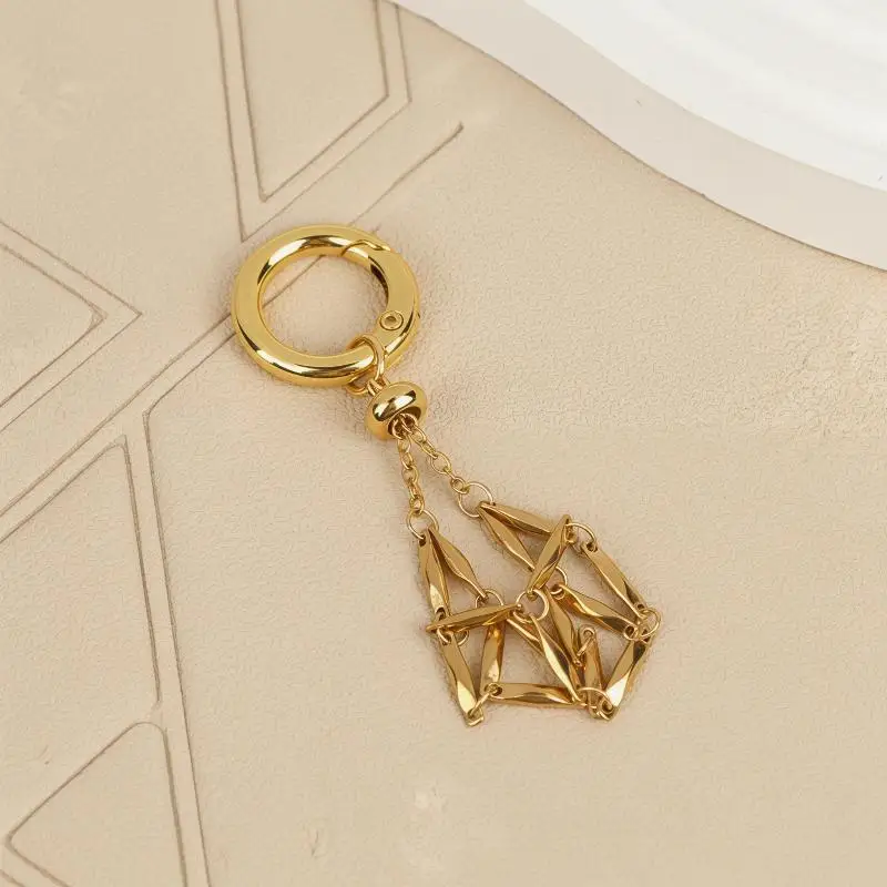 Edelstahl-Netzbeutel Steinhalter Schlüsselanhänger Geschenk für Steinliebhaber Schlüsselring Anhänger Schmuckzubehör Handtaschen-Hängedekoration – Detail 6
