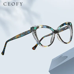 Ceofy Women Fashion Cat Eye Myopia Eyeglasses Frame Optical Vintage Prescription Glasses Frame 2025 New Arrival