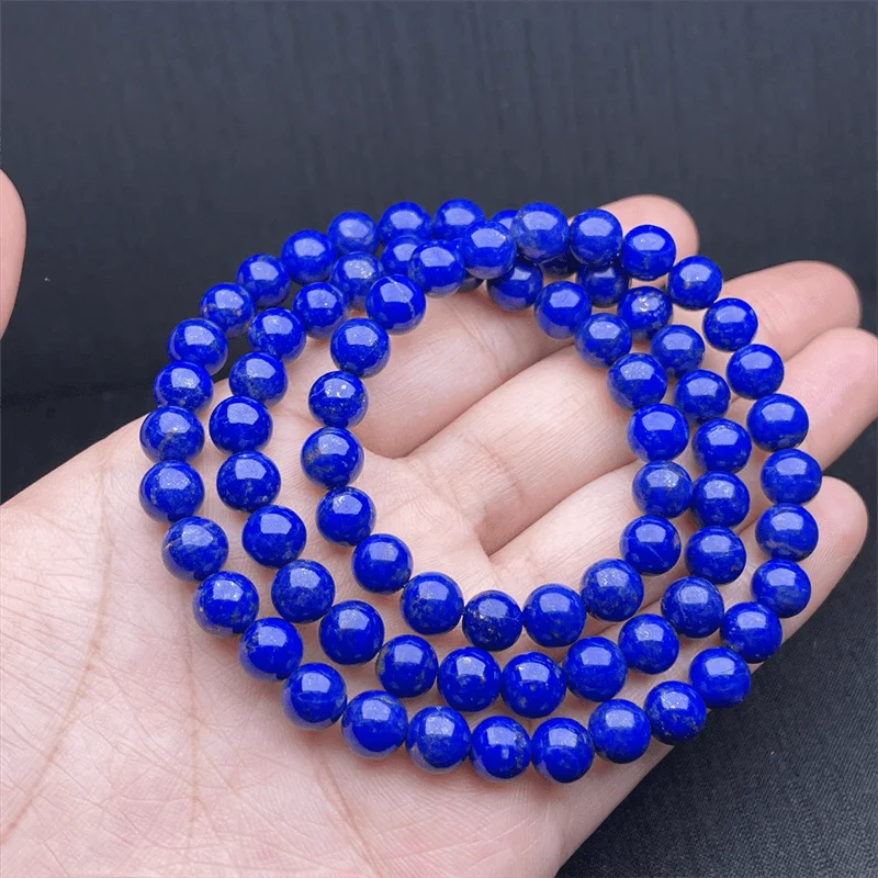 7.3MM Natural Lapis Lazuli Triple Circle Bracelet Women Fashion Charm Crystal Healing Energy Yoga Jewelry 1PCS