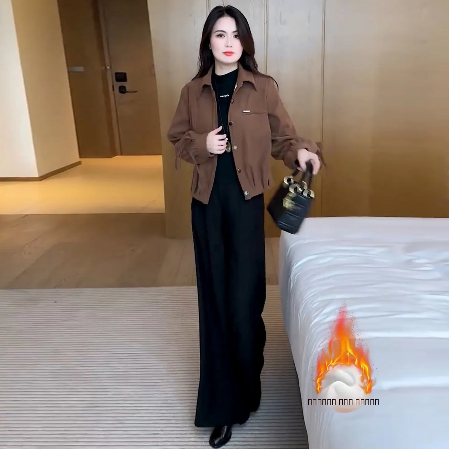 

Retro Commuter Sle Fce Lined Thi ort Jaet Women's Winter New Super Beautiful Warm Slimming Versatile Jaet Top