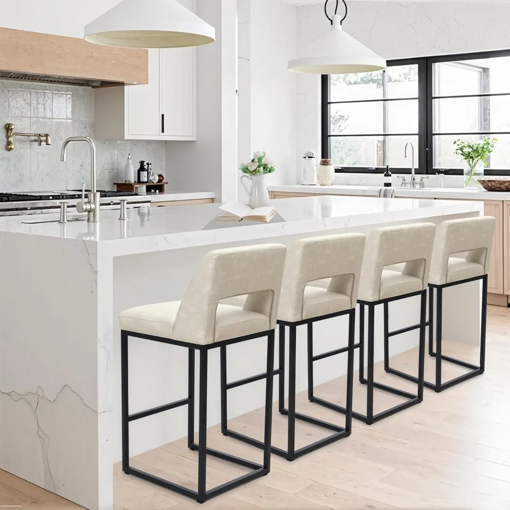 

Counter Height Bar Stools Set of 4 for Kitchen Counter Modern Bar Chairs with Backs 24 Inch for Kitchen Island with Upholstered