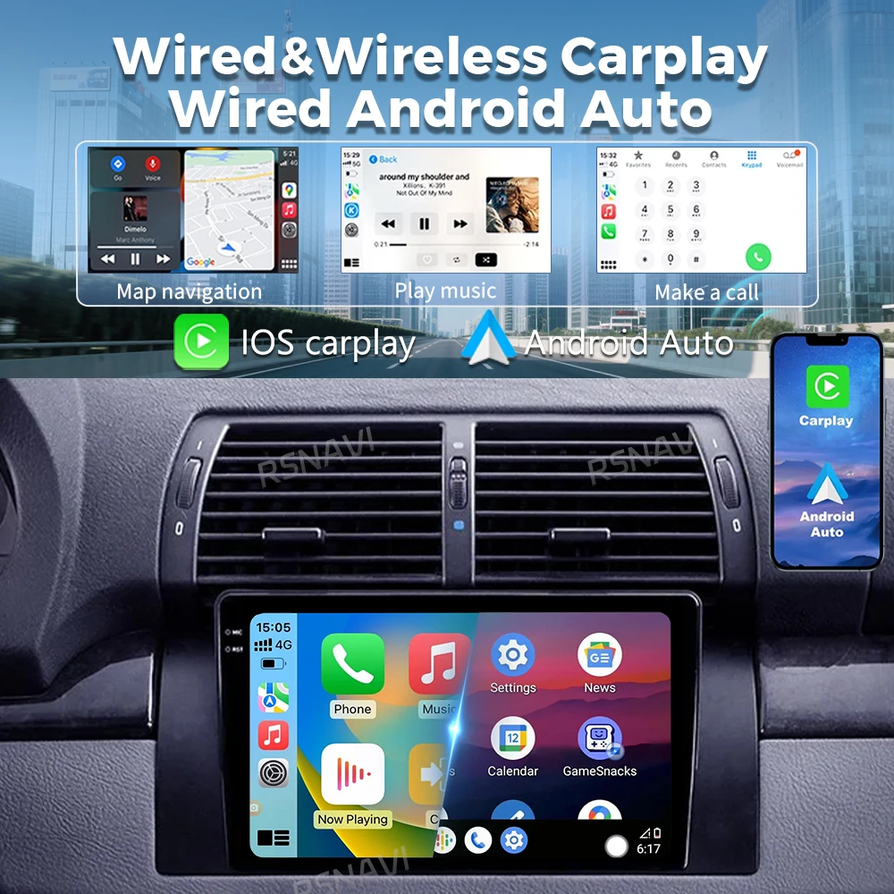 Android 15 For BMW 5 E39 1996 - 2003 E53 X5 M5 2K QLED Android Car Radio Multimedia Video Player GPS AI Voice CarPlay Head Unit
