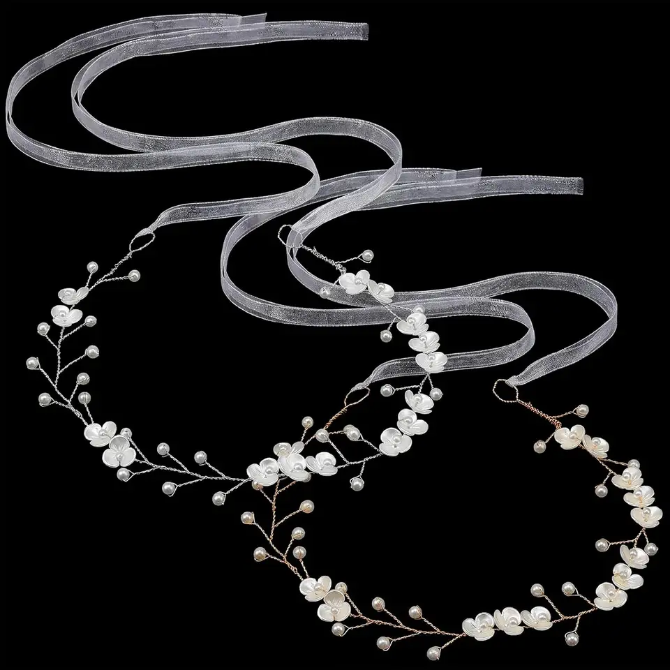 Pearl Flower Girl Headband Crown Set for Weddings